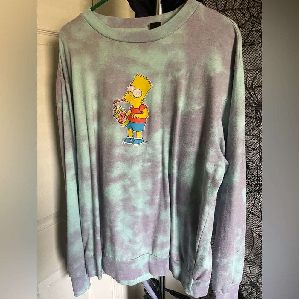 TIE DYE BART SIMPSON FLEECE SWEATSHIRT SIZE XL